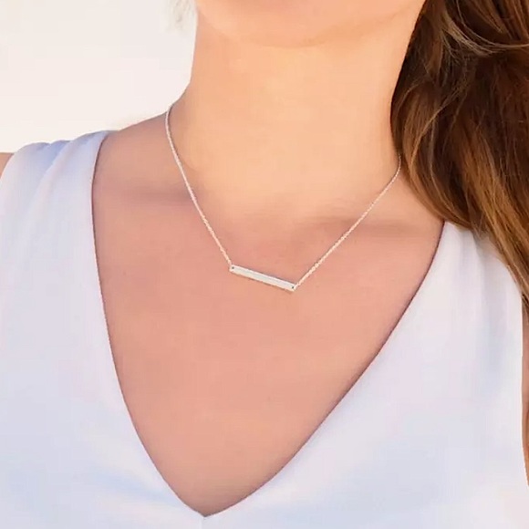 ⚜️[𝟯/$𝟮𝟴]⚜️Silver Bar Dainty Stainless Steel Necklace NEW - Picture 5 of 9
